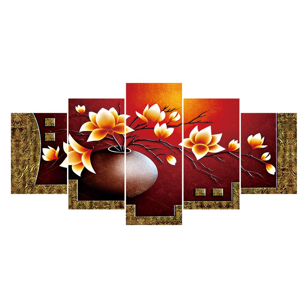 

95*45CM - Multi-picture Round Drill Diamond Painting - 5pcs Vase, 501 Original