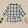 Autumn Winter Kid Baby Girls Clothes Plaid Tops Tutu Dress 2PCS Sets