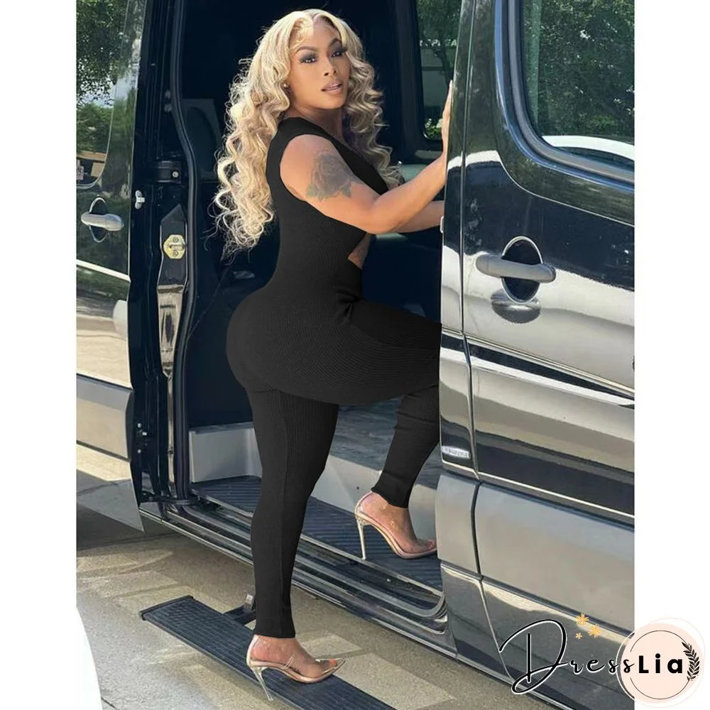 Sleeveless Cut Out Skinny One Piece Jumpsuit