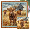 (US Only)Cattle Printed Cross Stitch Kit 40x40cm DIY 14CT Thread Art Needlework Decor