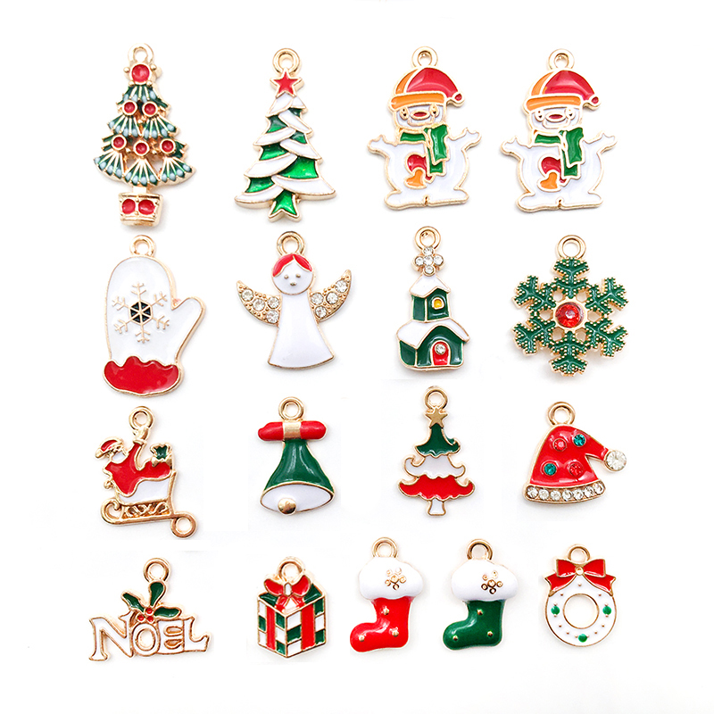 Tegooe Random Mix Christmas Enamel Charms - DIY Jewelry Making Accessories