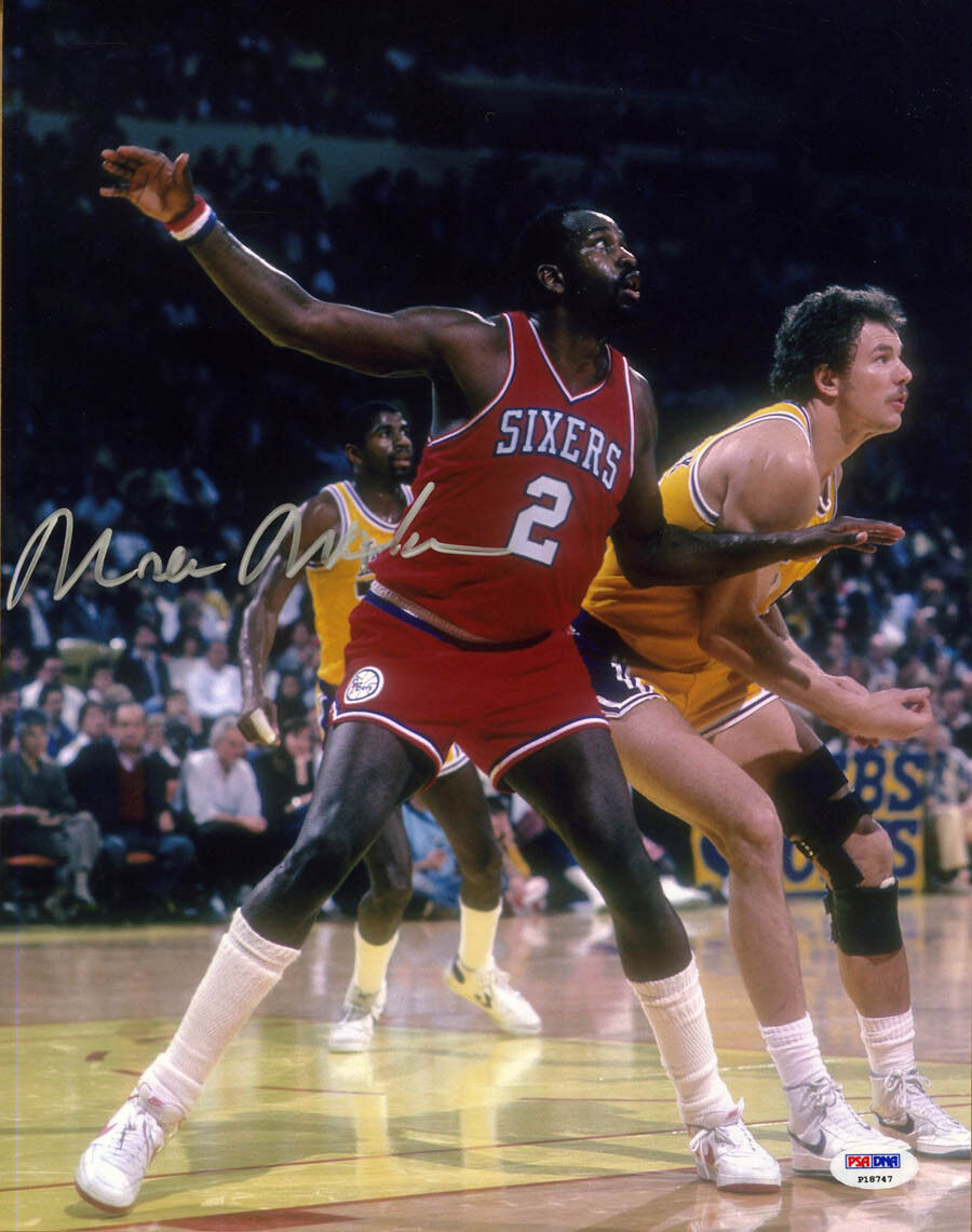 Moses Malone SIGNED 11x14 Photo Poster painting Philadelphia 76ers Sixers PSA/DNA AUTOGRAPHED