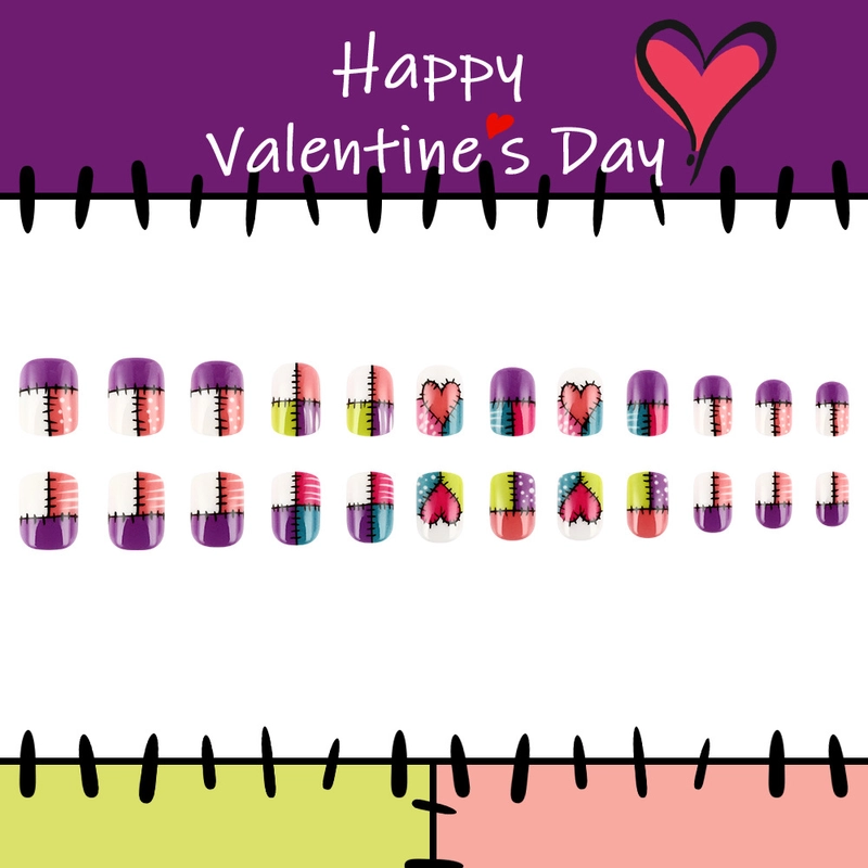 Splicing Heart Shape Plastic Press-on Nails