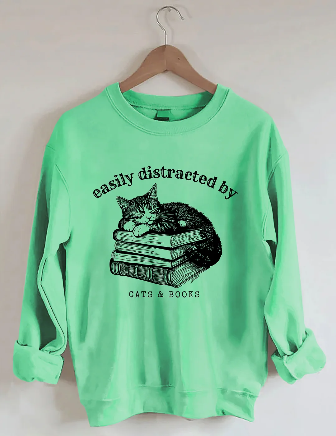 Easily Distracted By Cats And Books Sweatshirt