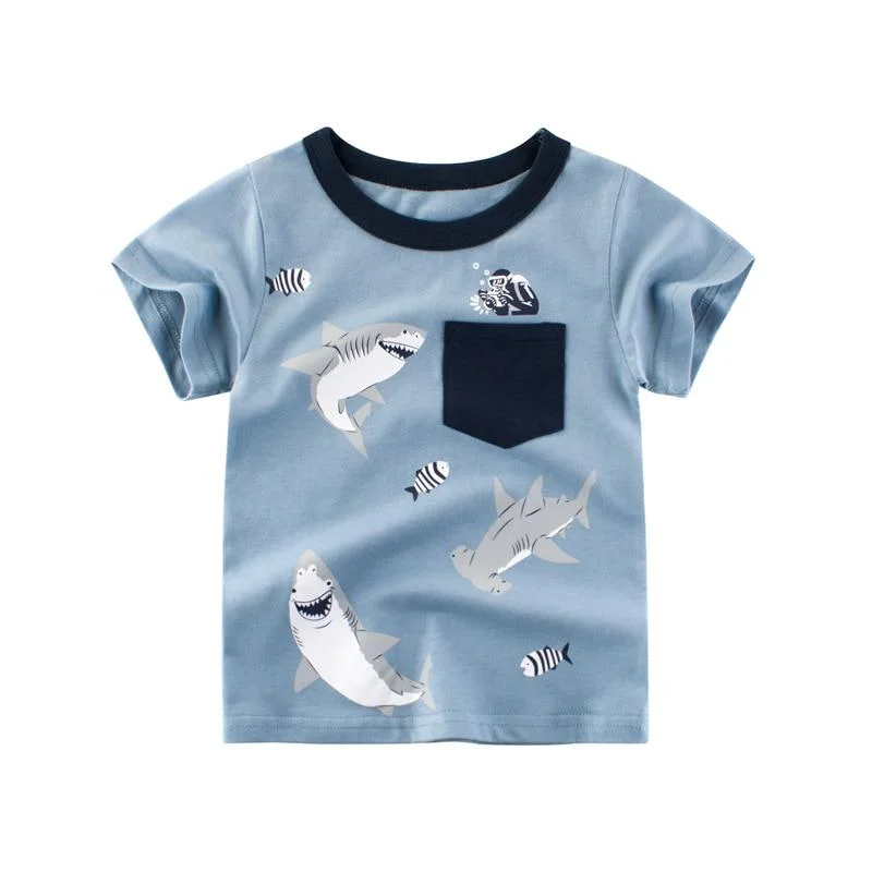 2021 Children Boys T-shirts Summer Baby Girls Tops Clothes 2-8Y Kids Boy Short Sleeve T shirt Outfit Toddler Cotton Cartoon Tees