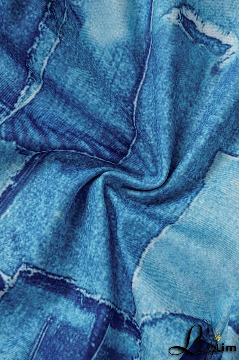 Black Casual Print Slit Oblique Collar Short Sleeve Two Pieces