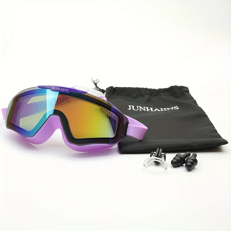 New Electroplated HD Swimming Goggles Large Frame Water Glasses For Adults Silicone Strap PC Buceo Spearfishing Accessories