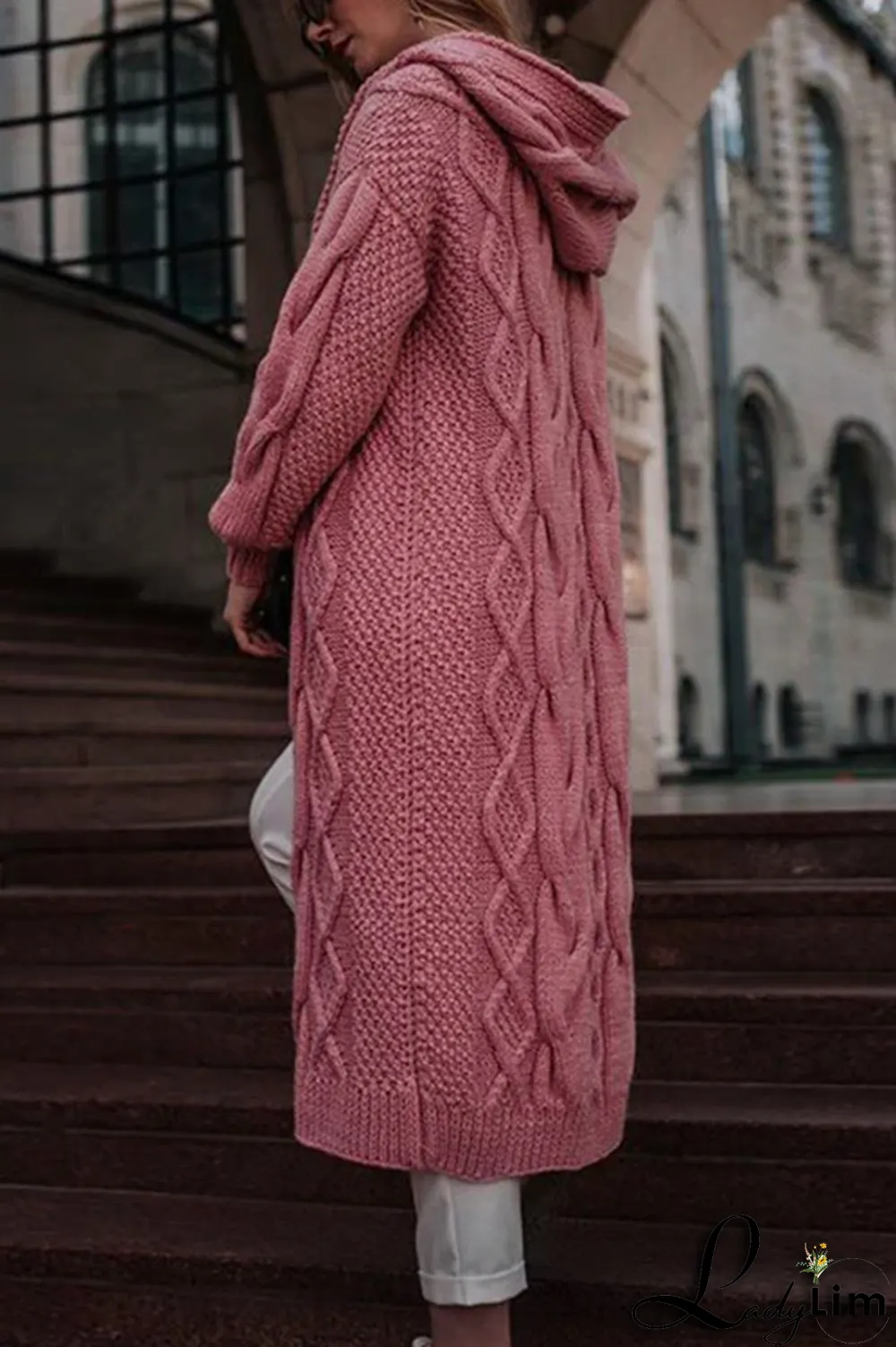 Solid Knit Hooded Sweater Cardigan