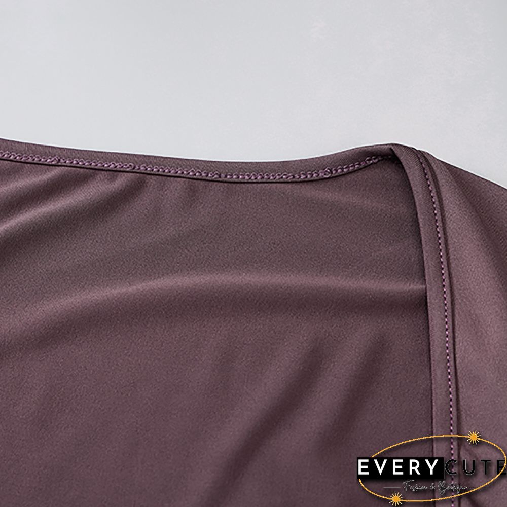 Purple Tube Pleated Long Sleeve Mini Dress