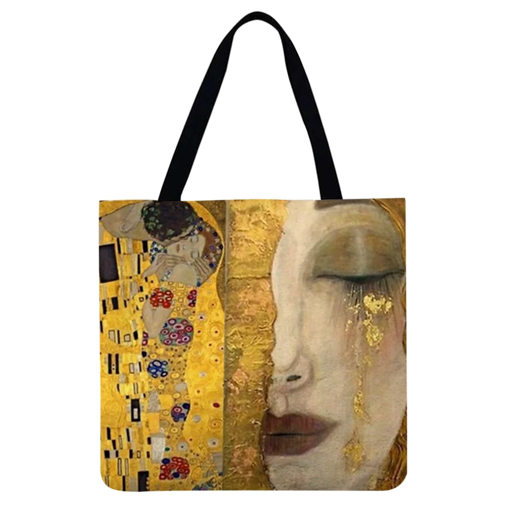 Linen Tote Bag-Abstract painting