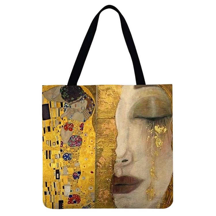 Linen Tote Bag - Gustav Klimt Oil Painting Tears