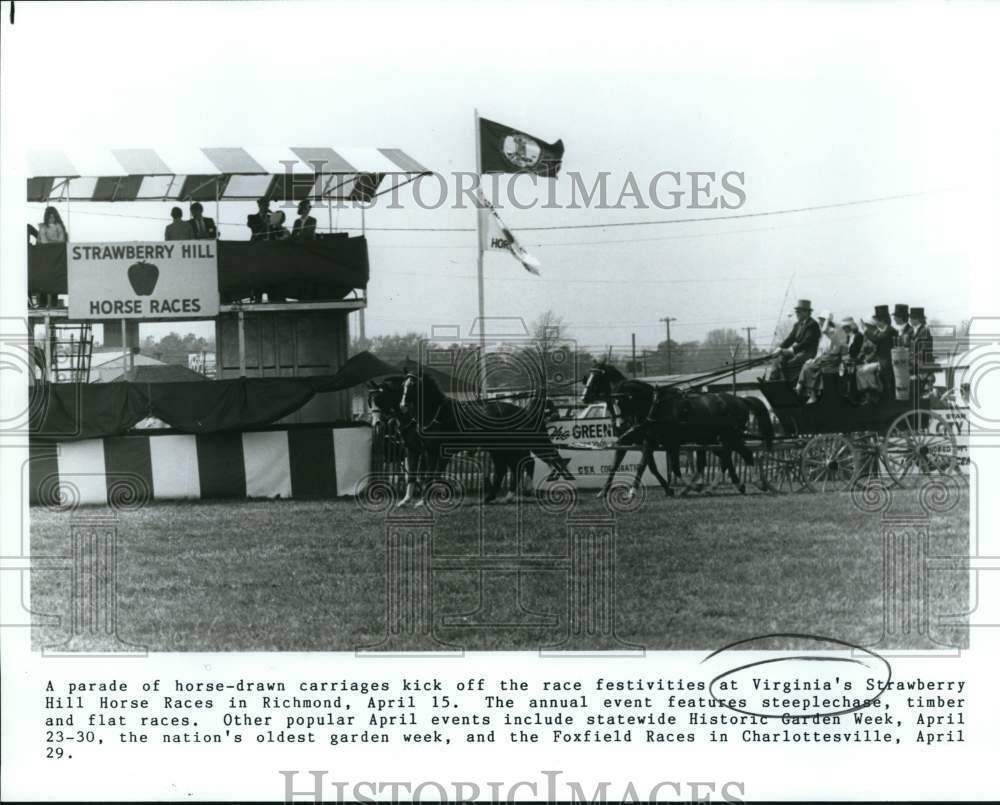 Press Photo Poster painting Horse-Drawn Carriages at Virginia's Strawberry Hill Horse Races