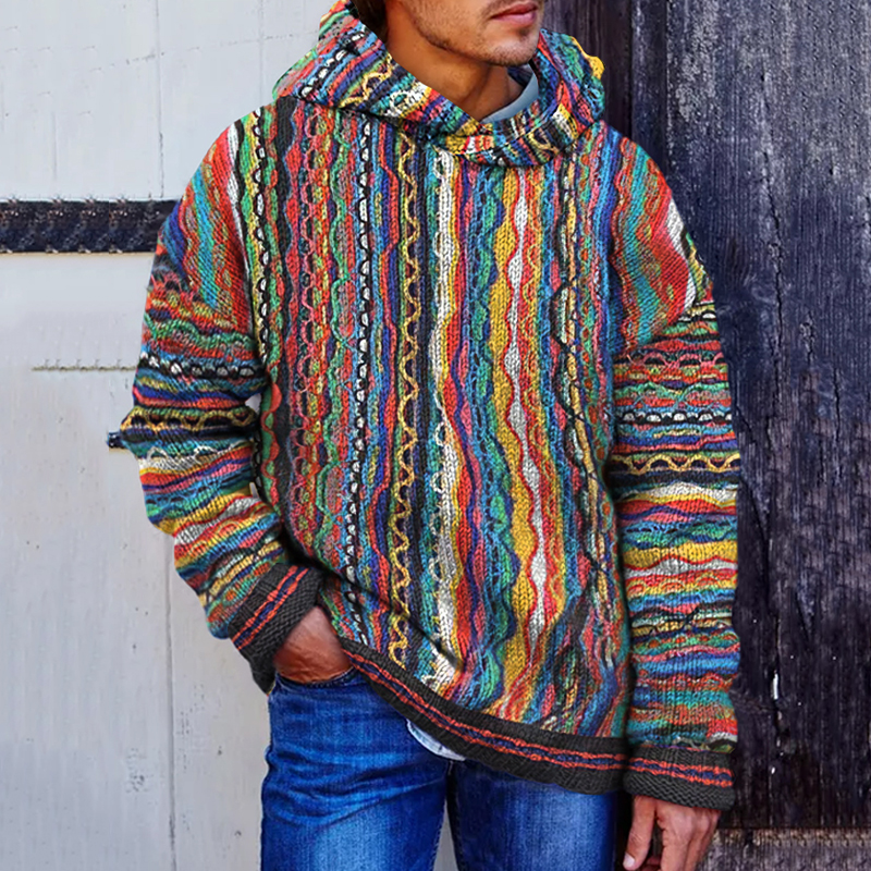 Comstylish Men'S Merino Wool Knit Cozy Hooded Sweater