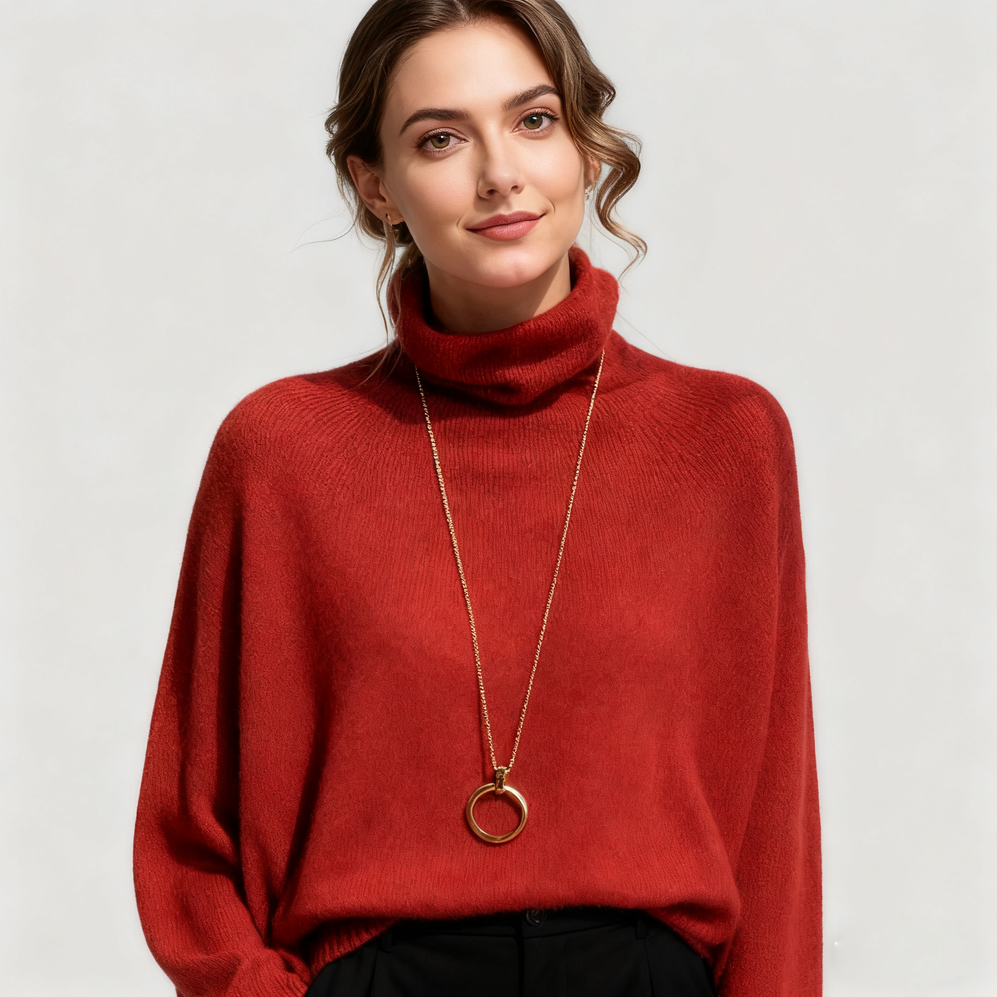 Women's Turtleneck Silk Cashmere Sweater REAL SILK LIFE