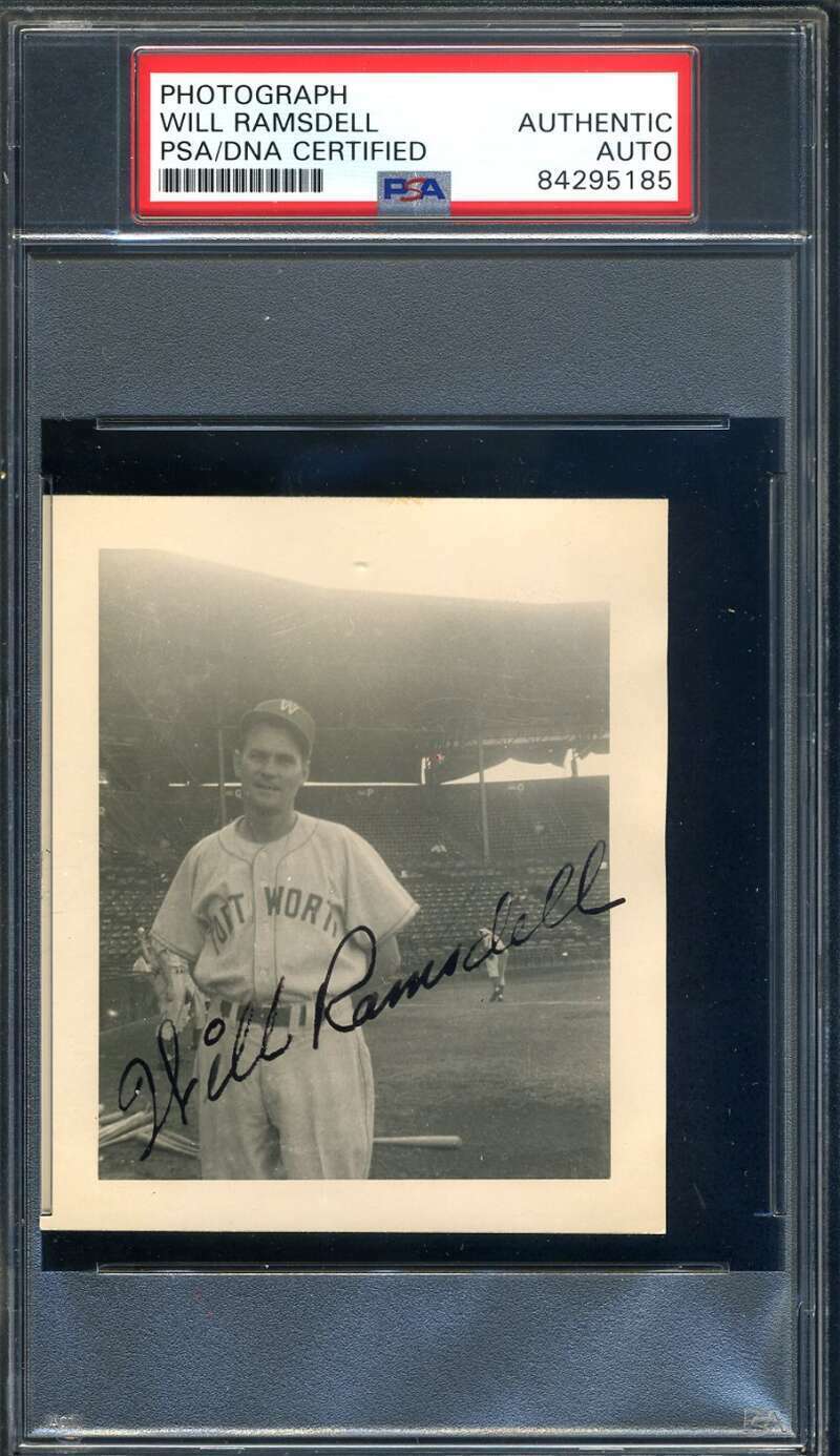 Will Ramsdell PSA DNA Coa Signed 1950`s Original Photo Poster painting Fort Worth Cats Autograph