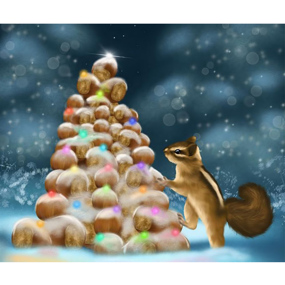 

40*30CM - Round Drill Diamond Painting - Lantern Squirrel, 501 Original