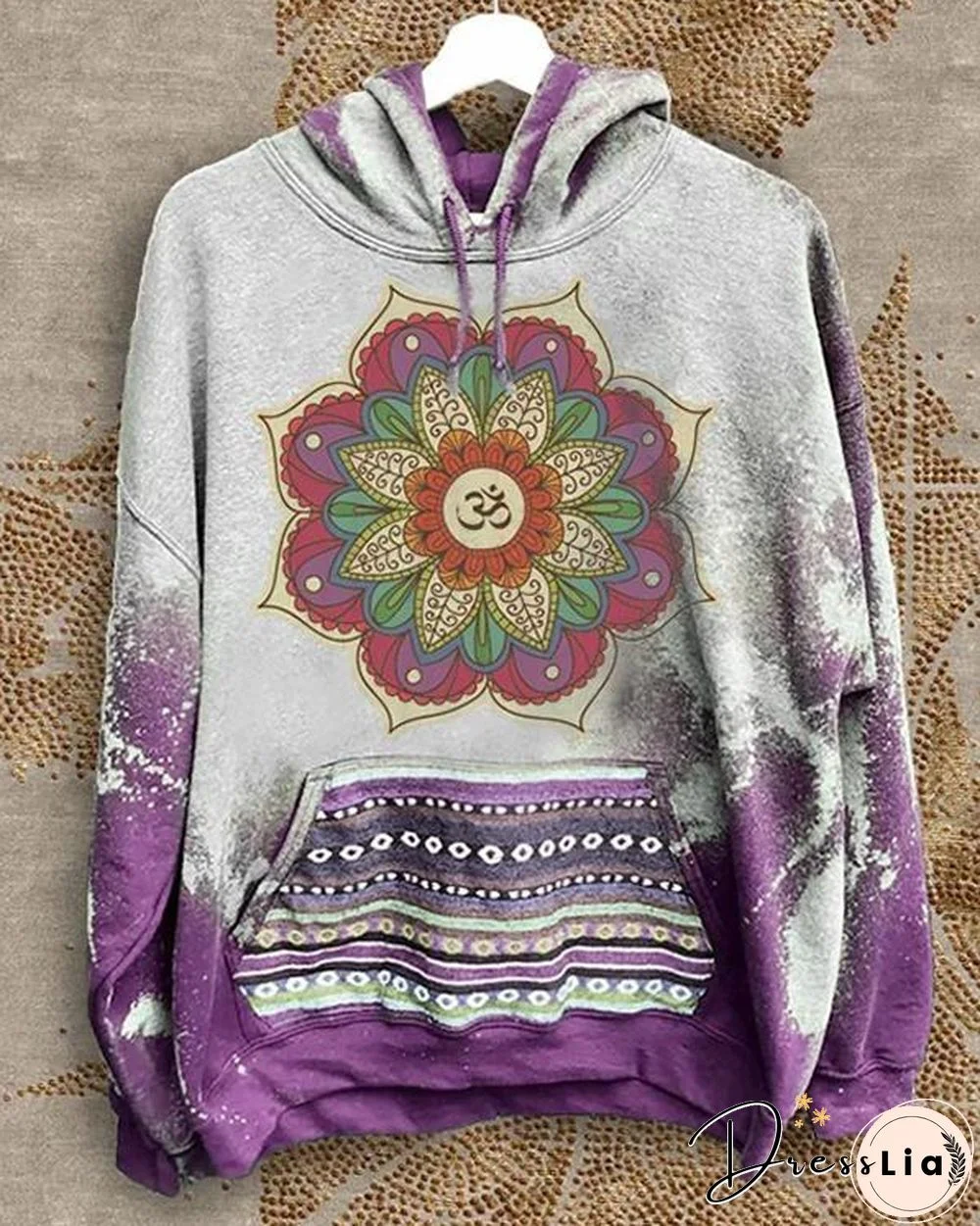 Retro Printed Tie Dye Long sleeve Pocket Hoodies