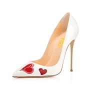 Ameri VINTAGE Heart Motif Painted Toe Pumps Pointed S Black