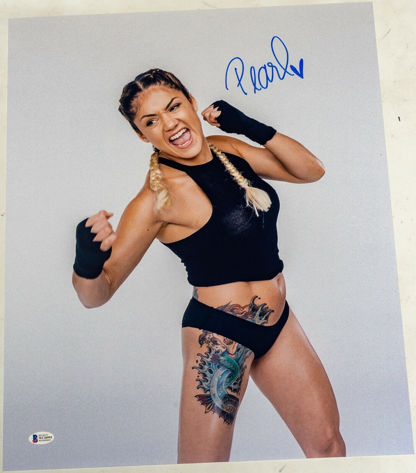 Pearl Gonzalez Signed 16x20 Photo Poster painting BAS COA UFC Invicta FC Bare Knuckle Boxing 992