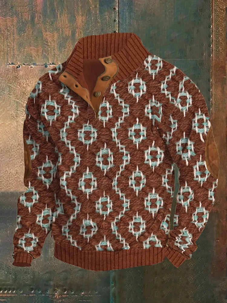 Men's Vintage Wool Knit Textured Cozy Sweatshirt