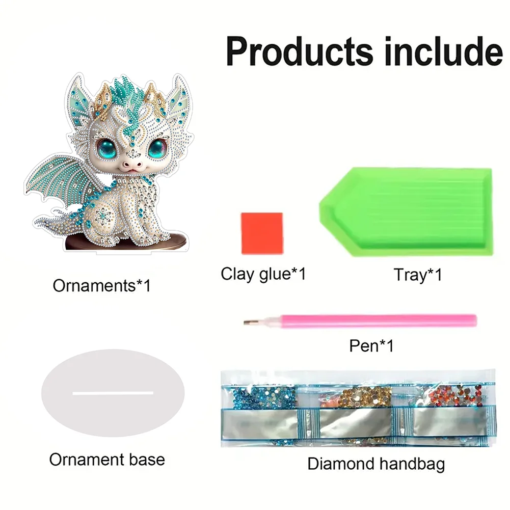 DIY Dragon Acrylic Single Sided Diamond Painting Desktop Ornaments Kit for Office Desktop Decor