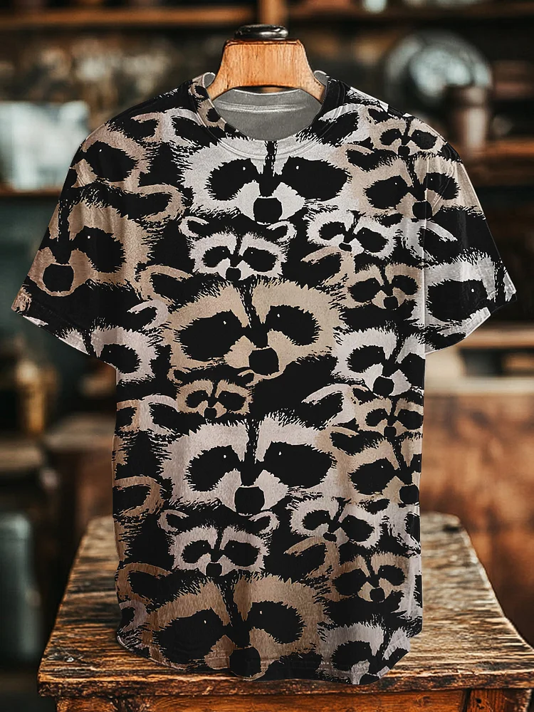 Men's Raccoon All Over Print Casual T-Shirt