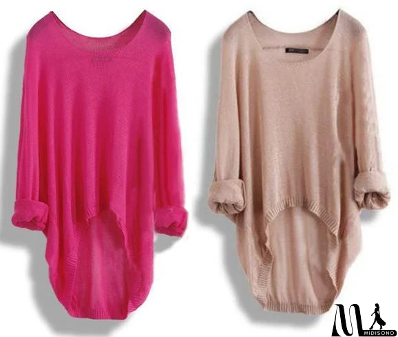 MidiSono - Long-Sleeved Knit Blouse Knit Shirt Hollow