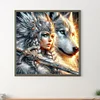 Diamond Painting-DIY Full Round Drill Girl Wolf(40*40 CM)