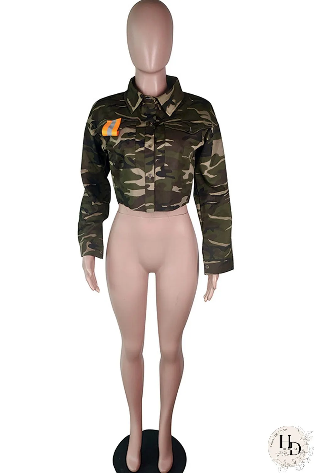 Camouflage Turndown Collar Camouflage Polyester Others Long Sleeve