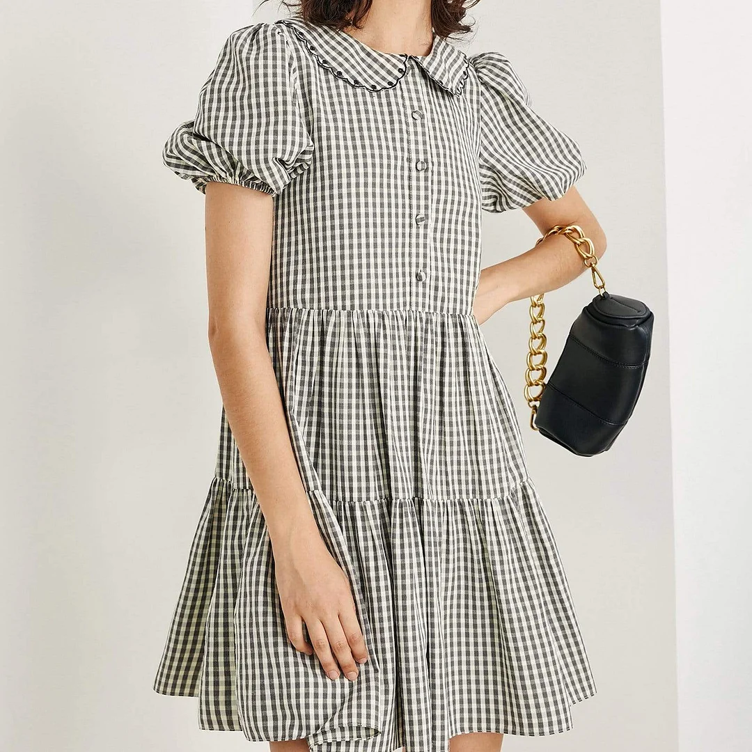 Pollyanna Grey Plaid Mini Dress