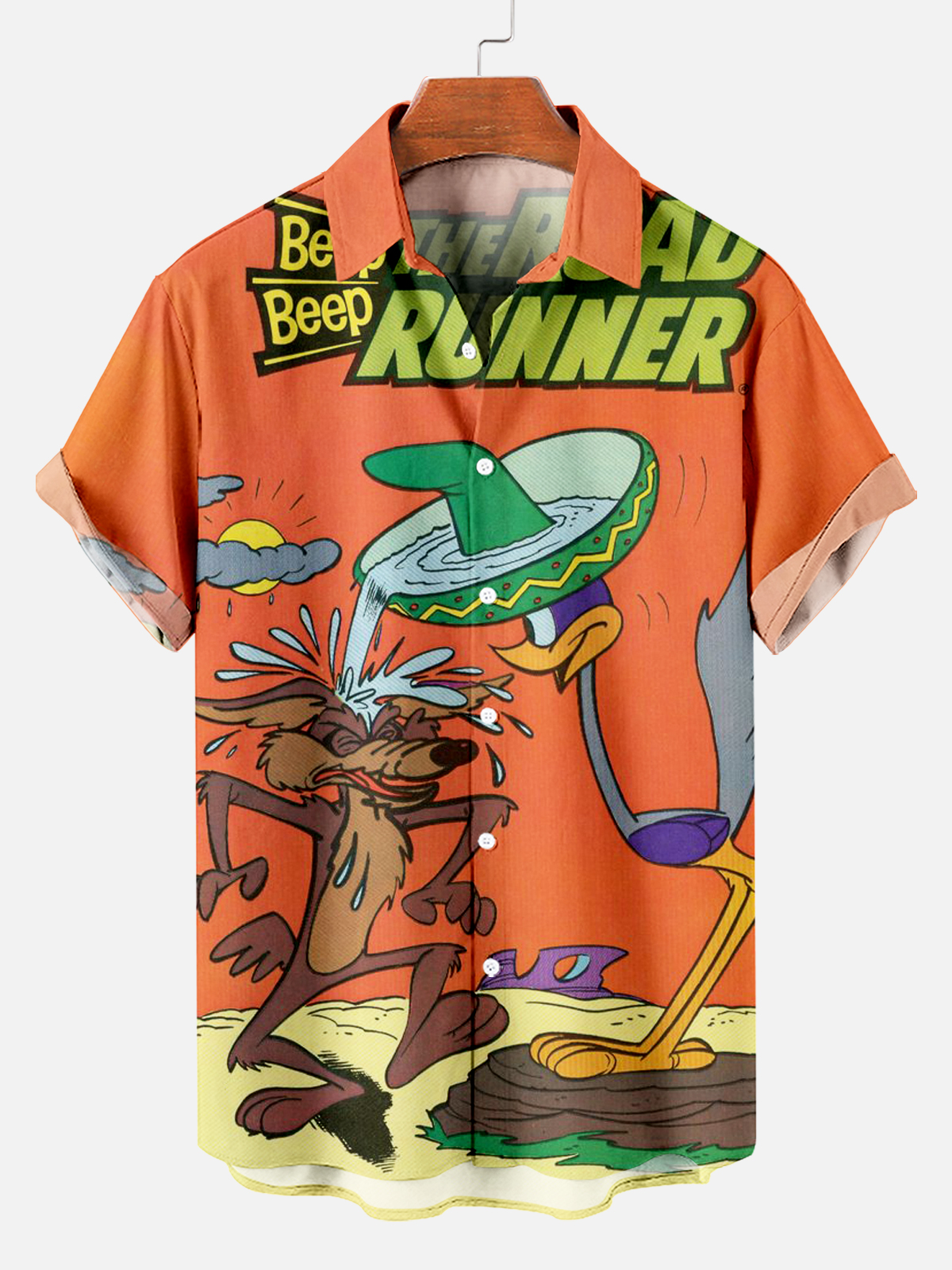 Men's Classic Funny Cartoon Short Sleeve Shirt PLUSCLOTHESMAN