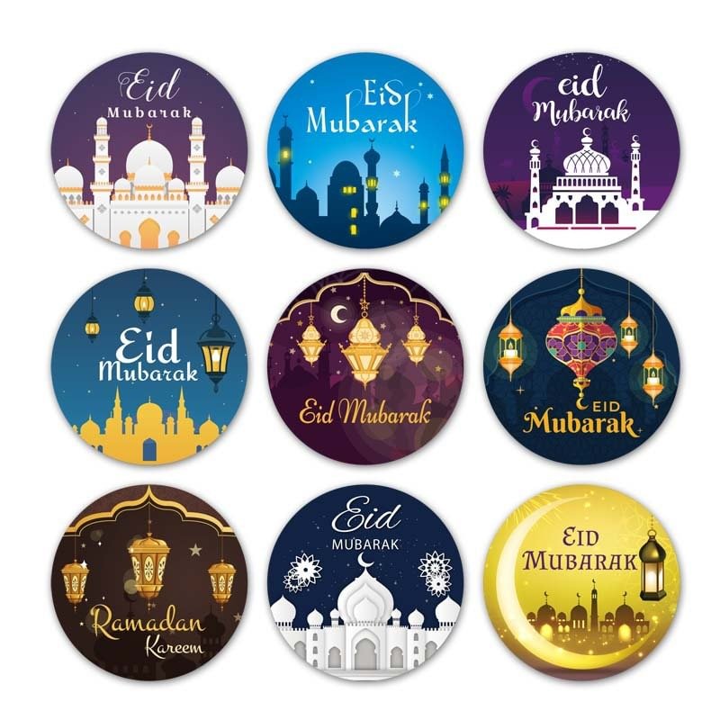 60/120pcs 4cm EID Mubarak Decorations Gift Lable Seal Stickers Islamic Muslim Eid Al Adha Decoration Ramadan Kareem Supplies