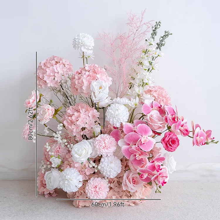 Pink Wedding Floral Arrangement Backdrop Horn Arch Frame Floor Flower Row