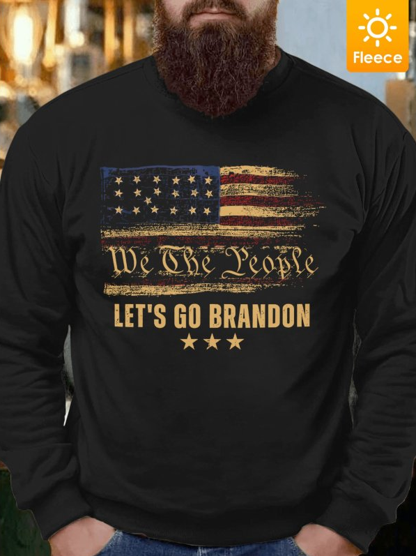 Men Let's Go Brandon Fleece Crew Neck Sweatshirt