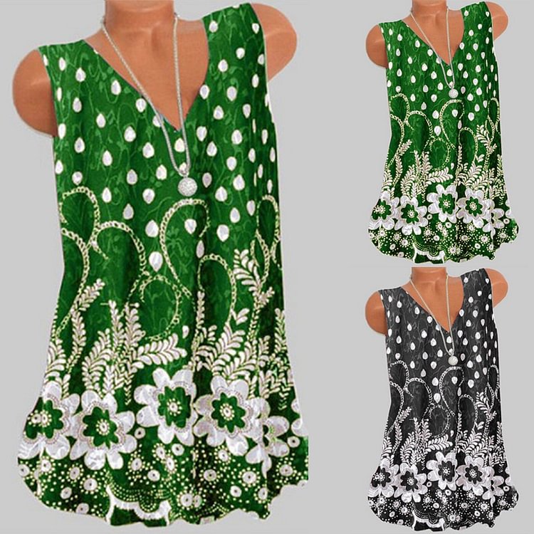 Women's Blouses Summer Tops Vintage Floral Printed Sleeveless V Neck Tunic Leisure Blouse Casual Loose Vest Tops Blusas Mujer - Shop Trendy Women's Fashion | TeeYours