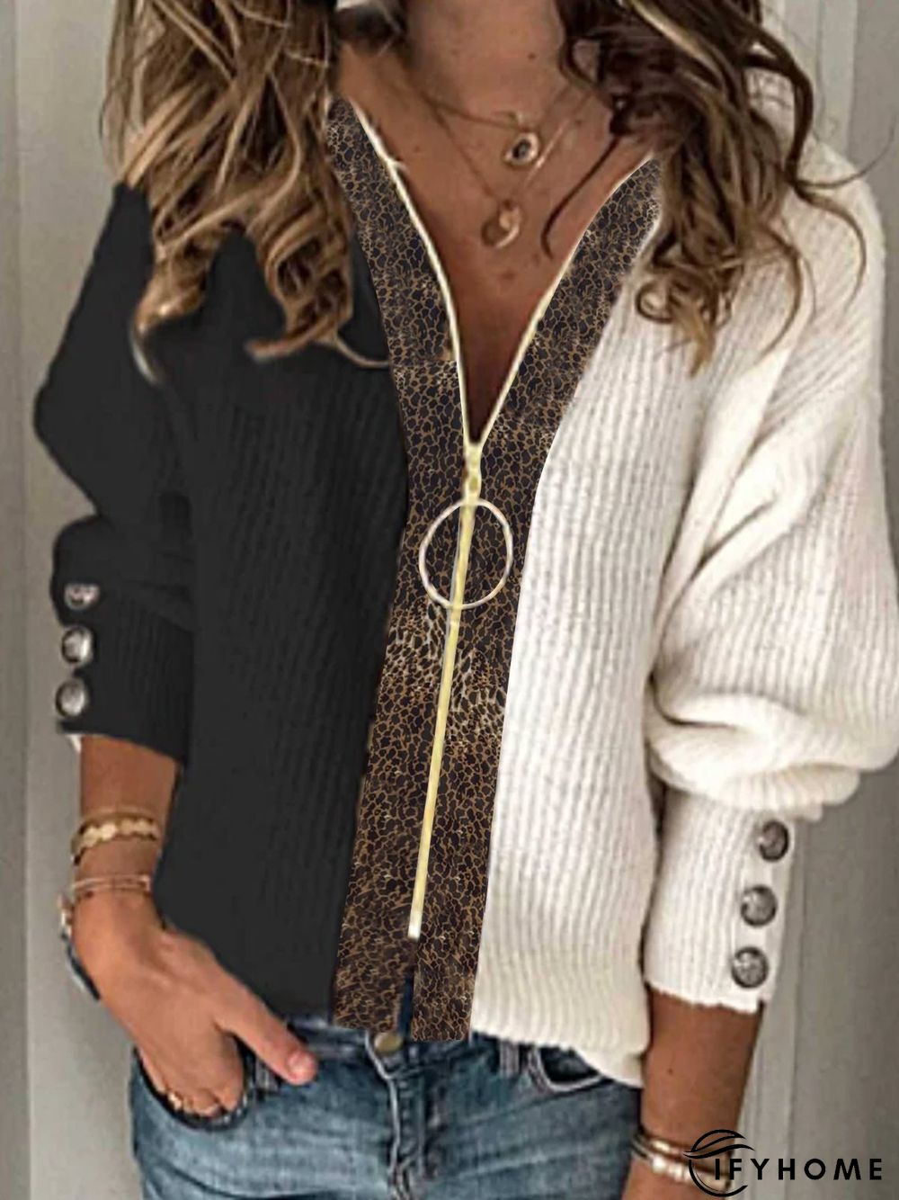 Women Winter Casual V neck Acrylic Lightweight Long sleeve Loose Regular Sweater | IFYHOME