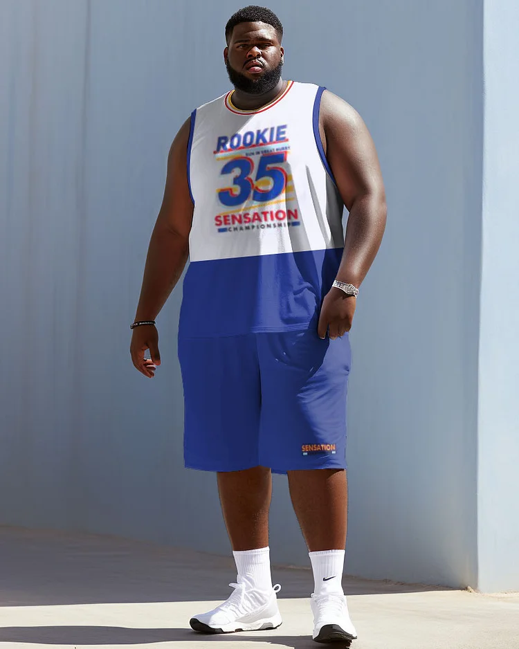 Men's Plus Size Roke 35 Sensation Vest Basketball Sports Two-Piece Suit