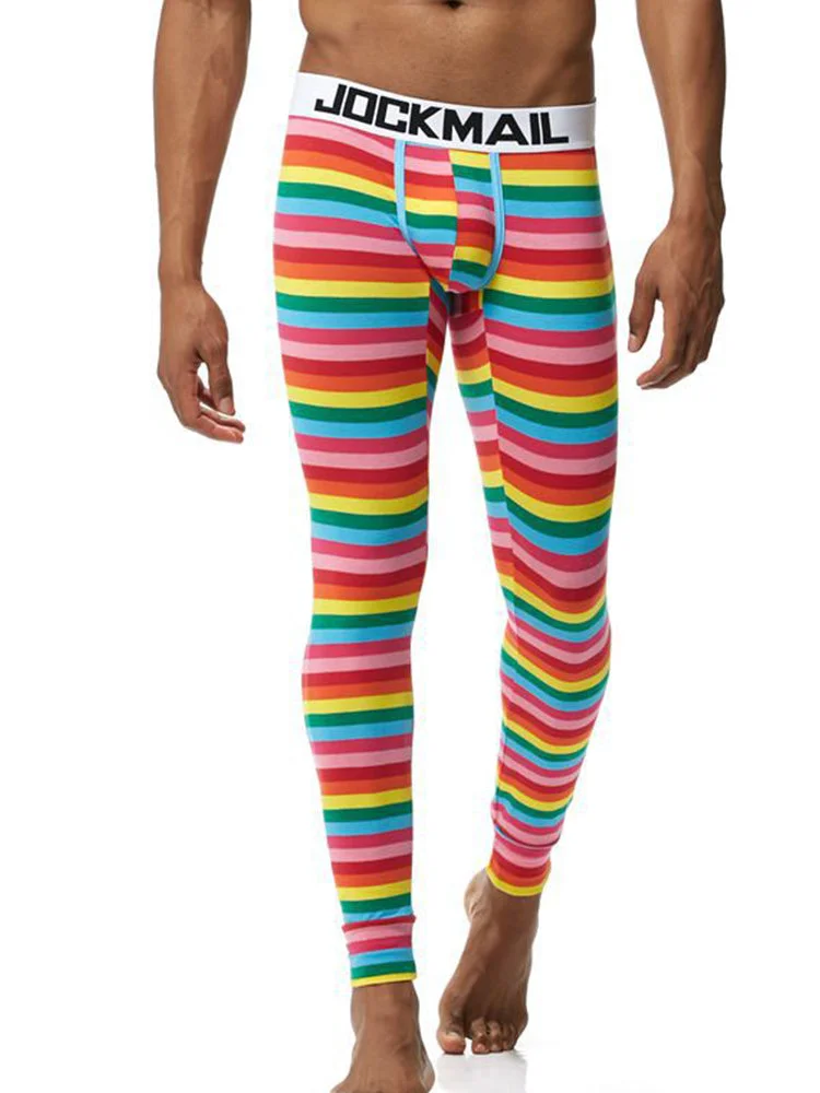 Men's Gay Rainbow Stripe Long Underwear Pants