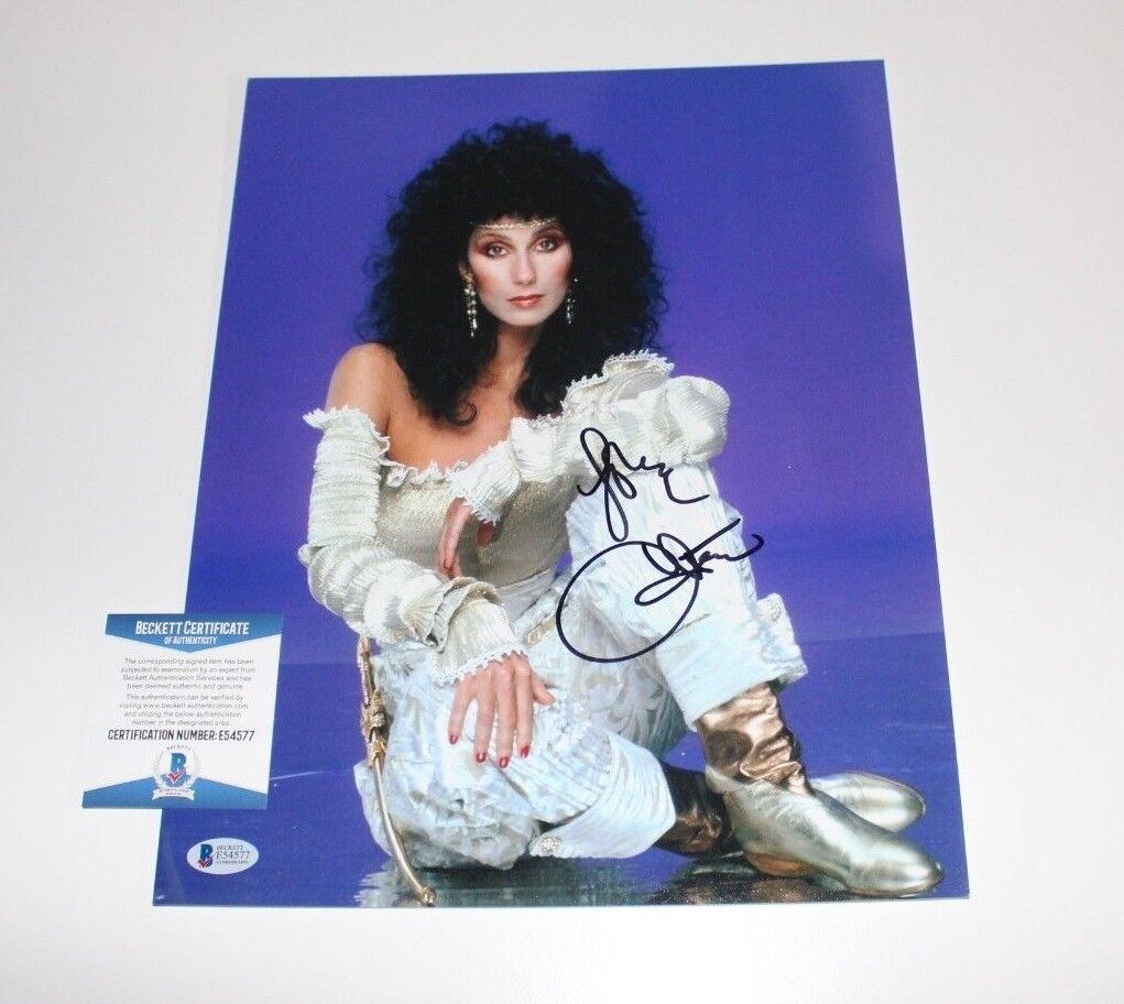 POP LEGEND DIVA CHER SIGNED 11X14 Photo Poster painting BAS COA SINGER IF I COULD TURN BACK TIME