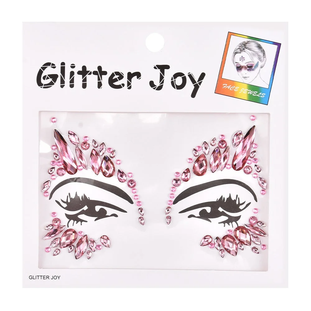 3D Crystal Sticker Masquerade Shiny Face Decoration Music Festival Trendy Shiny Acrylic Drill Sticker Temporary Tattoo Sticker