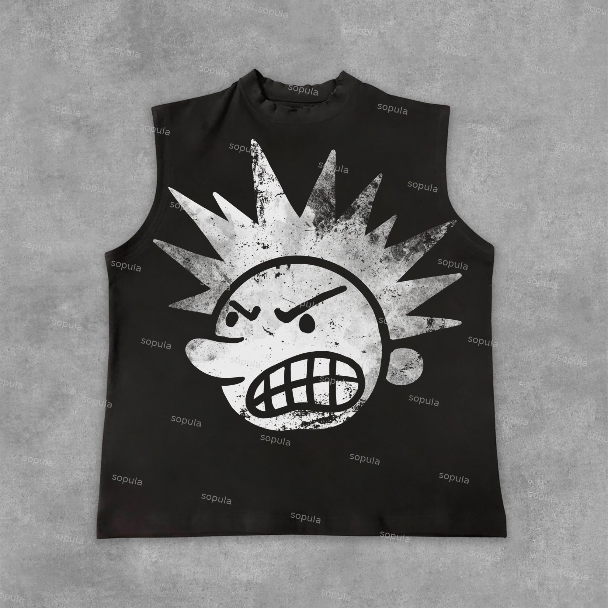 Sopula The Brain Explodes Print Cotton Sleeveless Vest