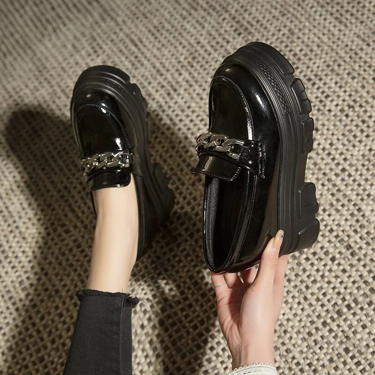 Wongn Wongn Women's Shoes Spring 2023 New Korean Version Of Thick Platform Wedge Small Leather Shoes British Wind Small Single Shoes Women