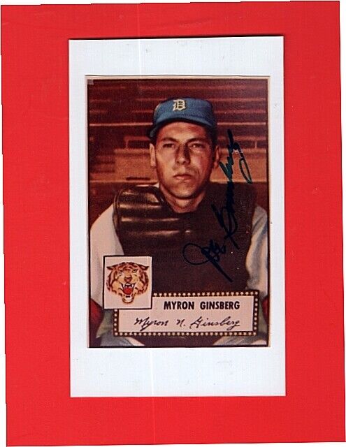 1952 JOE GINSBERG- DETROIT TIGERS AUTOGRAPHED COLOR Photo Poster painting ON 3X5-(d.2012)