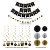 Birthday Decorations, Happy Birthday Banner with Honeycomb Ball, Gift Hanging Swirl Streamer, Circle Dot Garland - Happy Birthday Party Decorations for Men Women Boys Girls (Black & Gold, 30th)