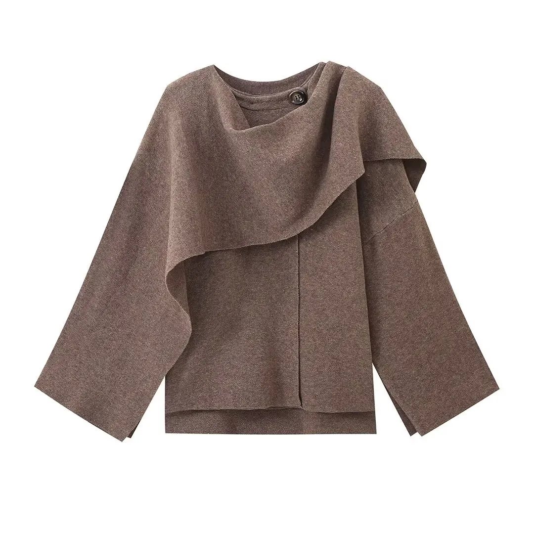 Nigikala Nigikala New Women's Clothing With Asymmetric Scarf Short Knitted Coat