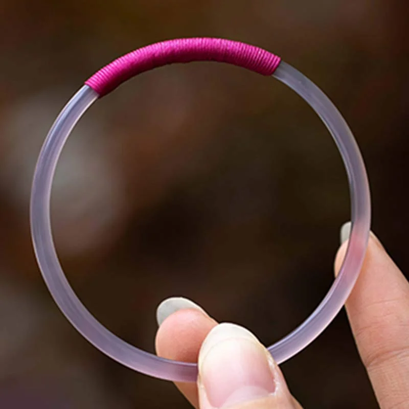 Natural Chalcedony Green Aventurine Lotus Bell Blessing Bracelet Bangle