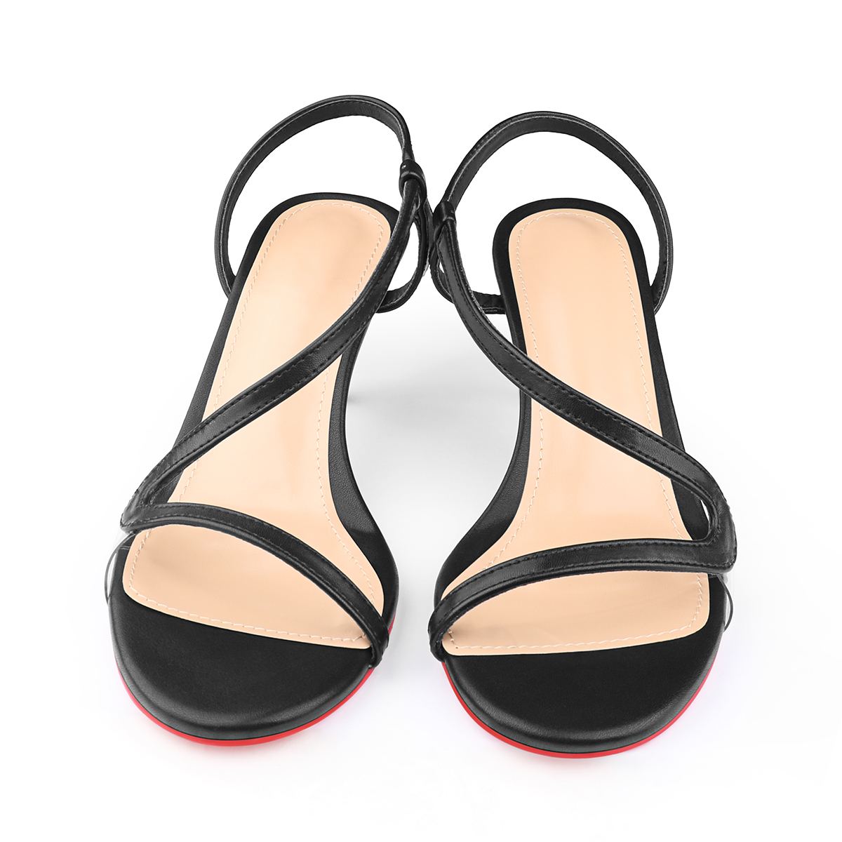 65mm Women's Matte Red Bottom Sandals Spotlight Wavy Straps Sandals-MERUMOTE