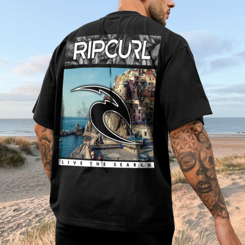 Men's Surf Print Short Sleeve Casual T-Shirt