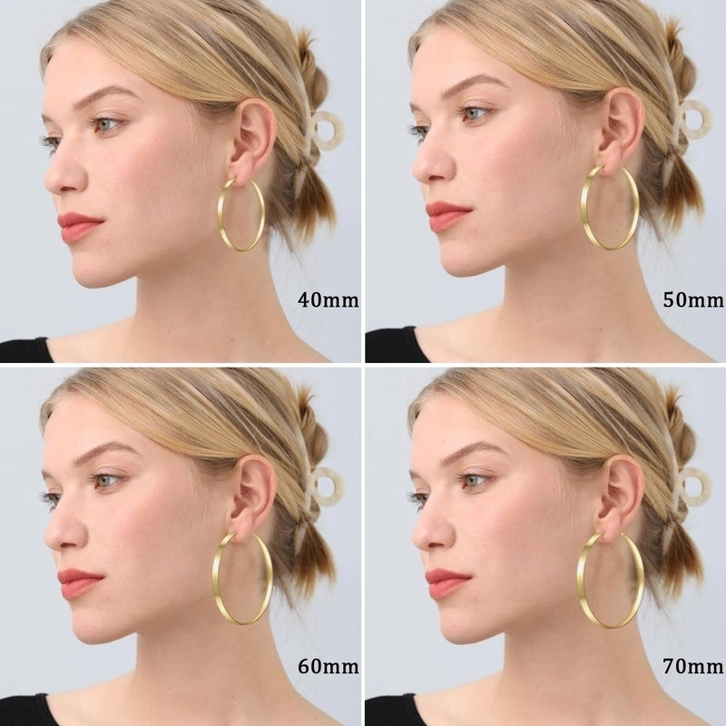 1 Pair Exaggerated Streetwear Solid Color Brass 14K Gold Plated Hoop Earrings