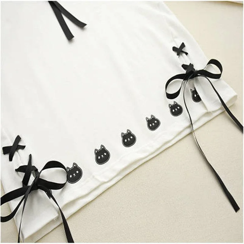 Cute Autumn Hoodies Streetwear Women Japanese  Harajuku Sweatshirt Kawaii Female Tops Shirts Loose Cat Print Swearshirt Girls